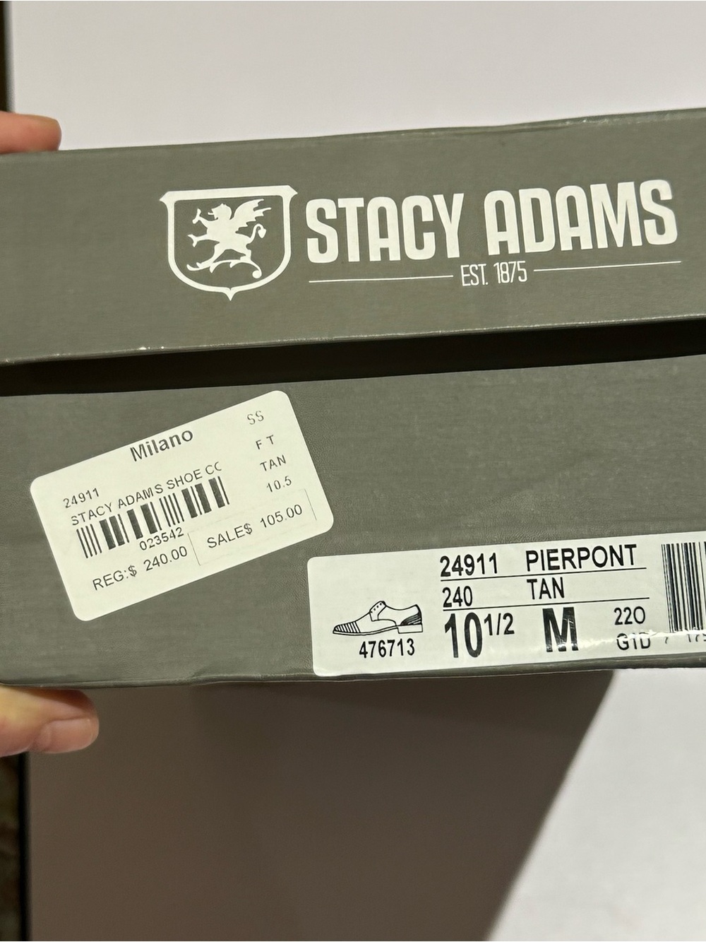Stacy Adams Tan Leather Perforated Cap-Toe Dress Oxfords - Picture 3 of 5